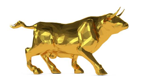 istock Golden bull isolated on a white background 1439305712