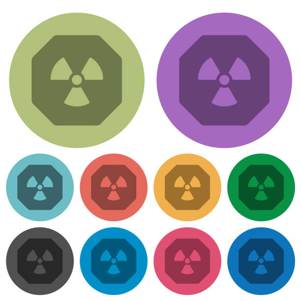 Octagon shaped uranium sanction sign solid color darker flat icons vector art illustration