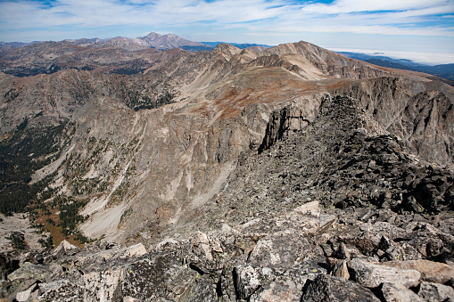 View along the top of the Colorado Continental Divide, Indian Peaks Wilderness area, Colorado.