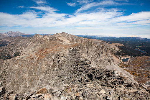 View along the top of the Colorado Continental Divide, Indian Peaks Wilderness area, Colorado.