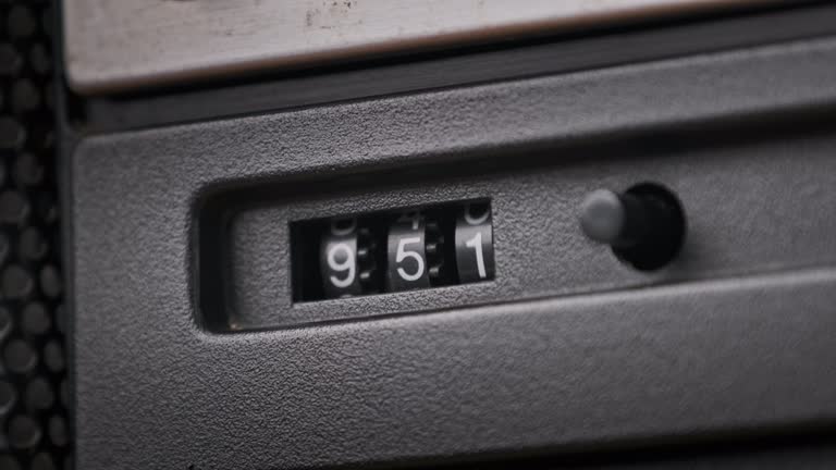 Old Vintage Mechanical Reel Counter of the Audio Cassette in Tape Deck Recorder