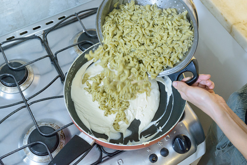 Girl preparing food at home