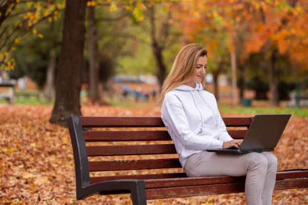 istock She is working outdoors and enjoing a fresh air 1439332865