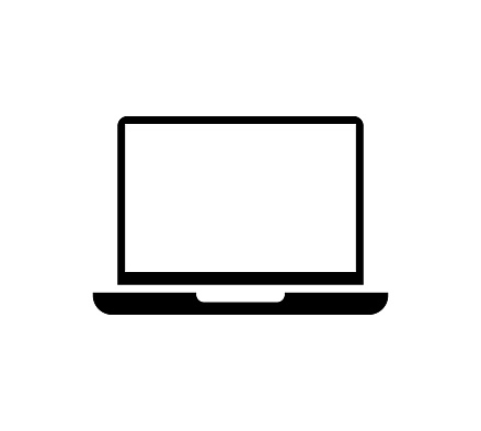 Vector illustration of a minimal designed laptop computer icon. Cut out design element on a transparent background on the vector file.