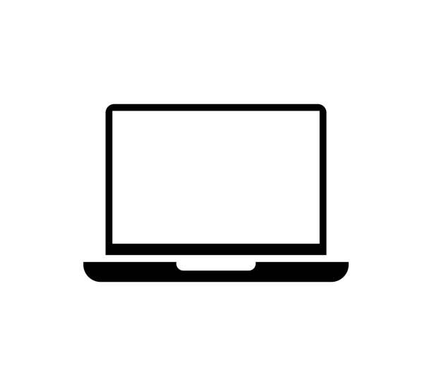 Laptop computer minimal design Vector illustration of a minimal designed laptop computer icon. Cut out design element on a transparent background on the vector file. laptop icon stock illustrations