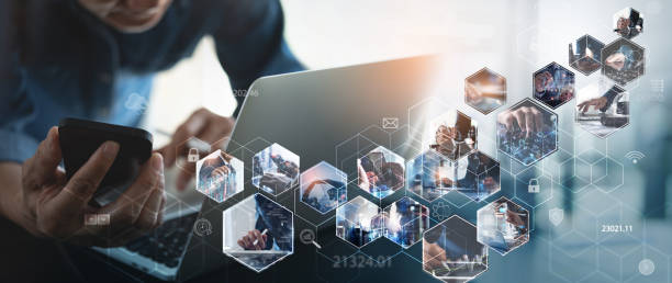 istock Digital technology, global business network connection, data analysis, social media marketing, digital software development, teamwork and business strategy, internet technology 1439340335