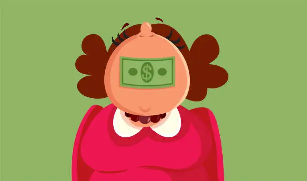 Vector illustration of Woman Receiving Bribery Money for her Silence Vector Cartoon illustration