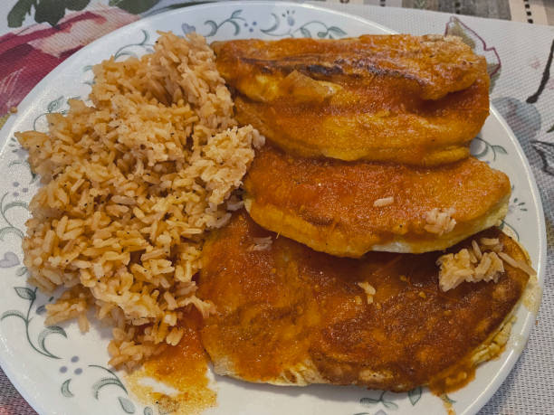 istock Guatemalan Chilaquilas Plated with Rice 1439349363