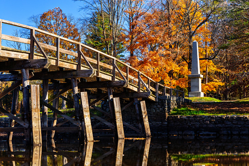 Old North Bridge over the Concord River in Autumn - Concord Massachusetts