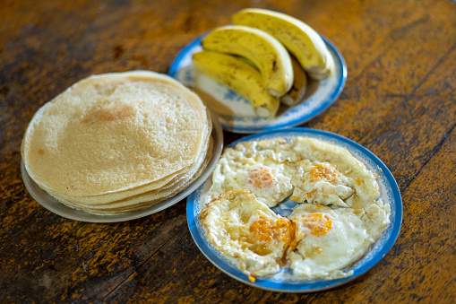 Organic Meal from Sapa, Vietnam Bananas, Pancakes, Eggs