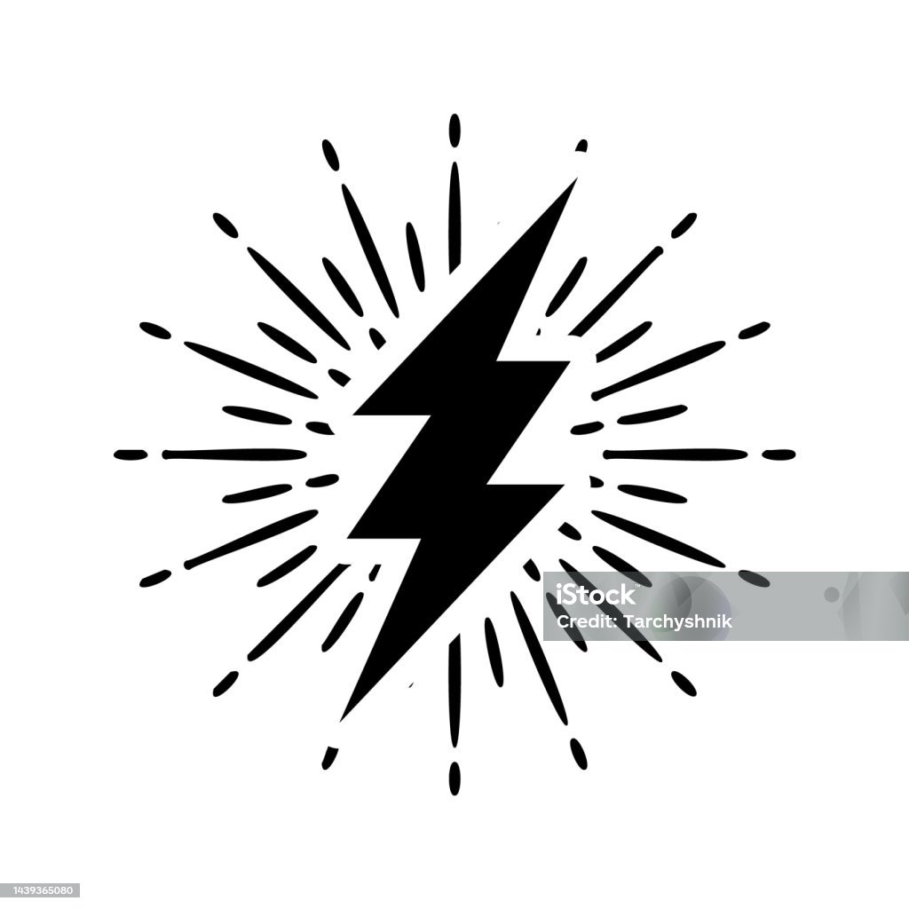 Tia Sét Cổ Điển Và Tia Nắng Mặt Trời Bị Cô Lập Trên Nền Trắng Sét ...