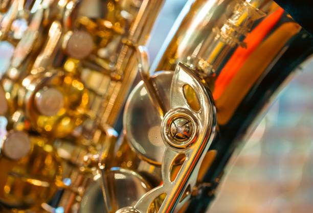 istock brass instrument detail：Saxophone 1439372115
