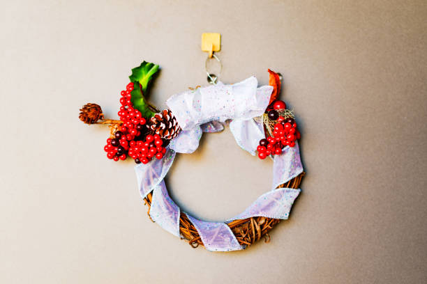 istock Hand made Christmas wreath in winter 1439381558