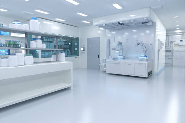 istock White futuristic digital laboratory interior in semiconductor manufacturing factory 1439382647