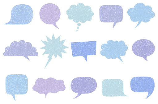 Vector set of speech bubble icons with textured effect