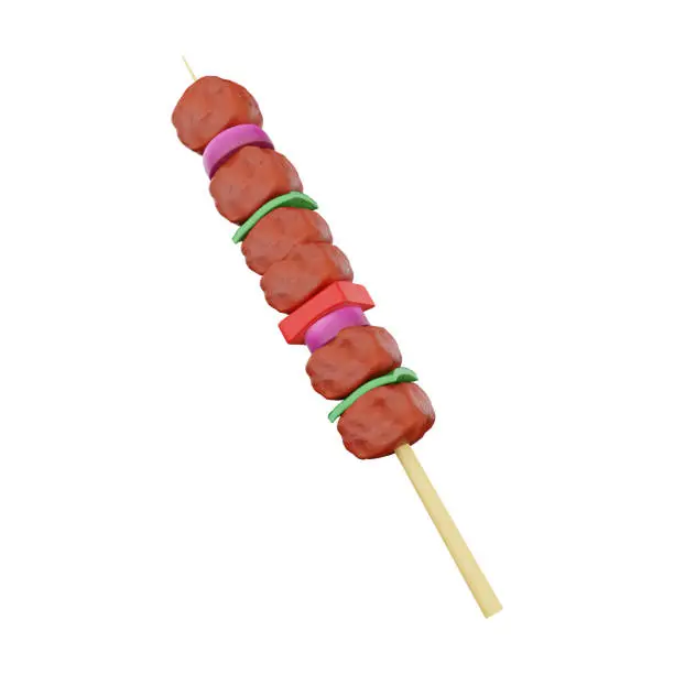 Photo of 3d rendering of brochette meat fast food icon