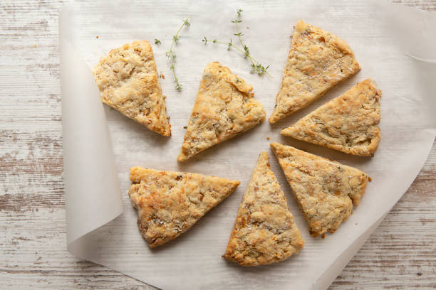 Turkey and Swiss Breakfast Scones with fresh thyme
