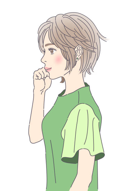 横を向いている女性の上半身イラストです。 - fashionable the human body short hair human head点のイラスト素材／クリップアート素材／マンガ素材／アイコン素材