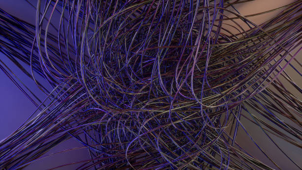 istock 3D Tangled Curly Wires Futuristic Technology Background 1439393531