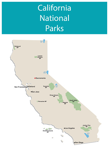 vector informational map of california national parks