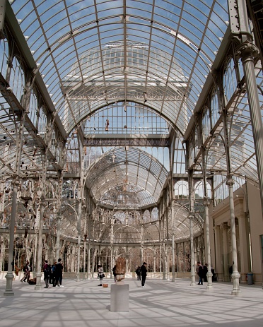 madr, Spain – April 14, 2022: The Crystal Palace in Retiro Park in Madrid