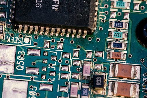 Computer components on a board