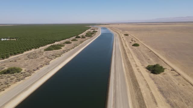 Aerial shot of one of the aqueducts that supply water to Southern California