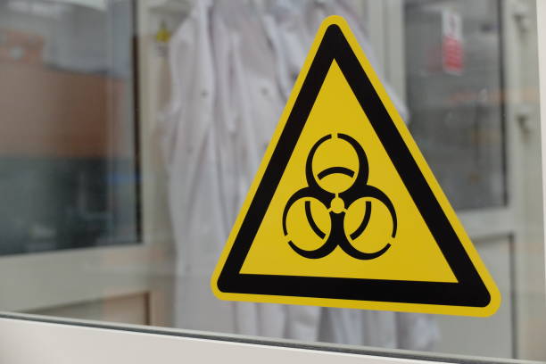 istock A biohazard sign on a laboratory door 1439402463