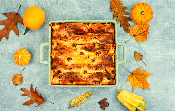 istock Delicious pumpkin pie, homemade tart. 1439402557