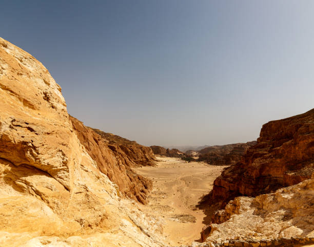 istock Canyon with empty sky in Sinai desert 1439404790