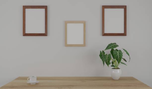 istock 3d render interior room. minimal style design. working desk. home interior design. template for website, wallpaper, and mockup. 1439405916
