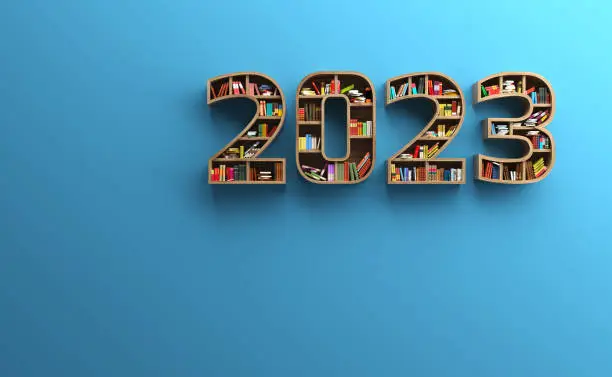 Photo of New Year 2023 Creative Design Concept with Books Shelf

Keywords language: English