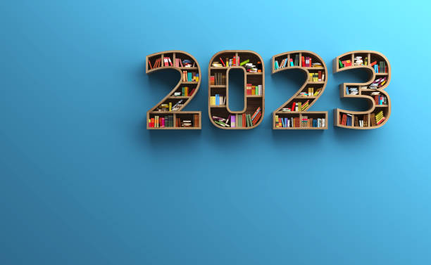 istock New Year 2023 Creative Design Concept with Books ShelfKeywords language: English 1439406490