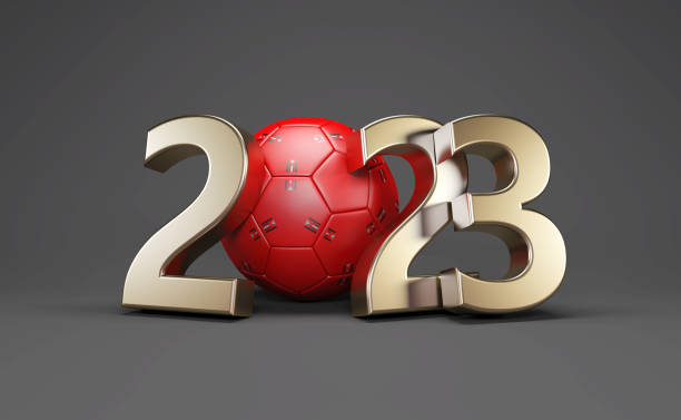 New Year 2023 Creative Design Concept with Football stock photo