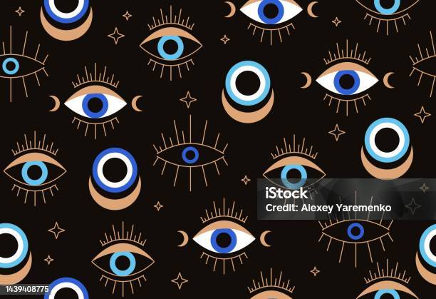 Evil Pattern Star Evil Eye Seamless Pattern Stock Illustration - Download Image Now ...