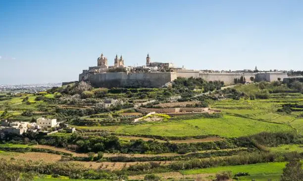 The mesmerizing view of the ancient Mdina city in Malta under the blue sky