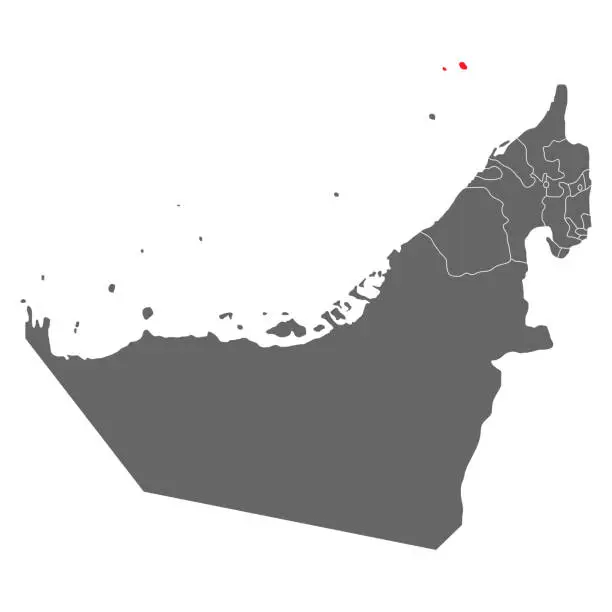 Vector illustration of United arab emirates map claimed Ras Al Khaimah, graphic background vector illustration