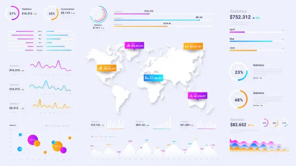 Vector illustration of Infographic charts white