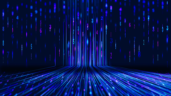 Futuristic Digital Binary Information Data And Streaming Binary Code In ...