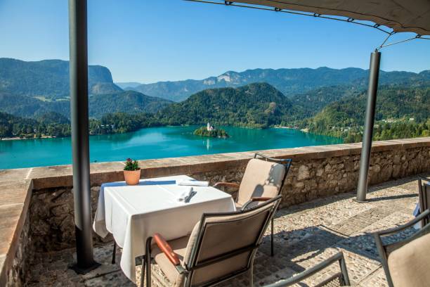 istock Restaurant with a view on an island 1439417799