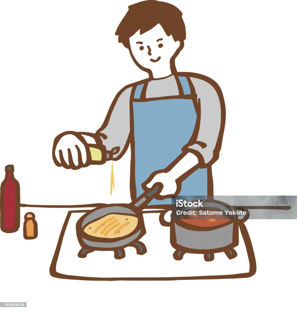 Người Đàn Ông Nấu Ăn Đơn Giản Vector Minh Họa Hình minh họa Sẵn có ...