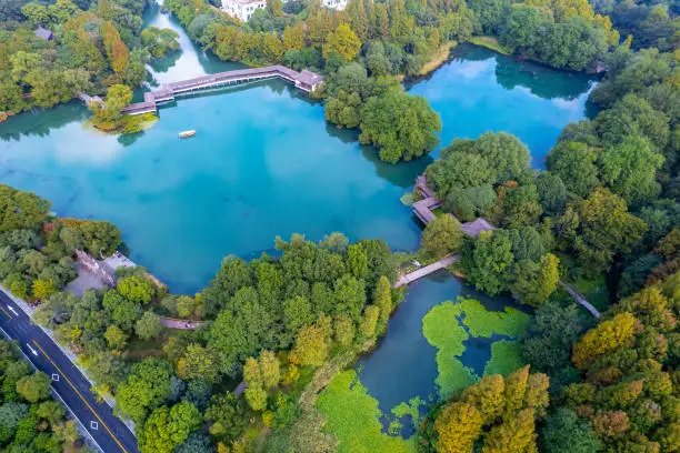 Hangzhou West Lake China Garden landscape aerial photography