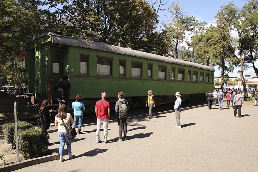 Gori, Georgia – September 24, 2019: Stalin's favorite wagon train at the Joseph Stalin Museum in Gori. This is a popular tourist attraction in the town.