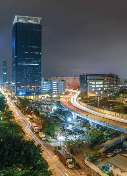 istock Beautiful bildings with lights in Hong Kong 1439421002