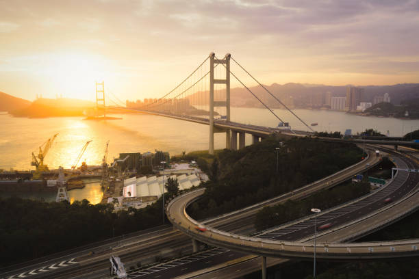 istock Tsing Ma Bridge in Hong Kong at sunset 1439421367