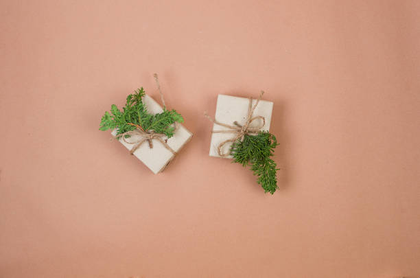 istock Christmas background with gift boxes wrapping in craft paper. 1439425551