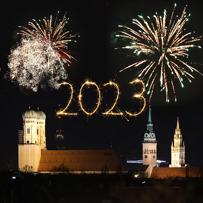 New year 2023 fireworks Munich Germany