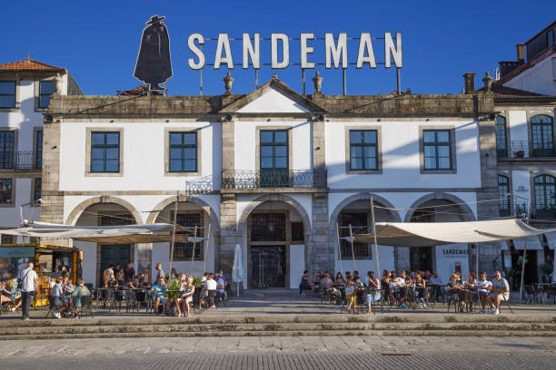 Sandeman Cellars Vila Nova de Gaia, Portugal - August 25, 2020: Sandeman Cellars in Vila Nova de Gaia, Portugal. vila nova de gaia stock pictures, royalty-free photos & images