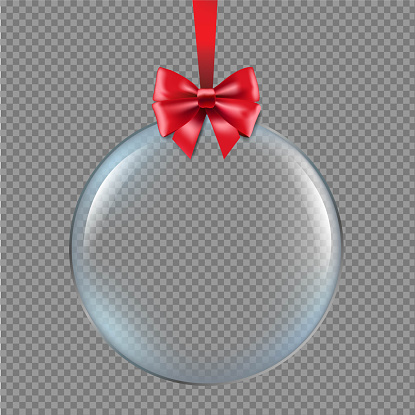 Christmas Glass Ball Transparent Background With Gradient Mesh, Vector Illustration