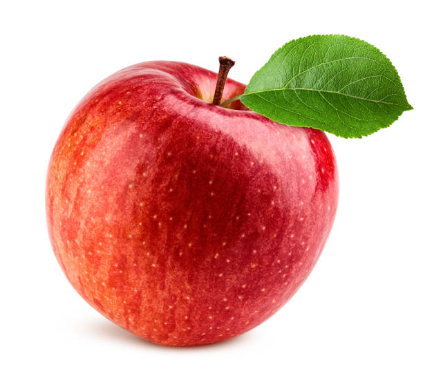Red apple isolated on white background, clipping path, full depth of field stock photo